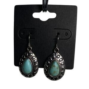 Real Turquoise Dangle Earrings - Montana Craft